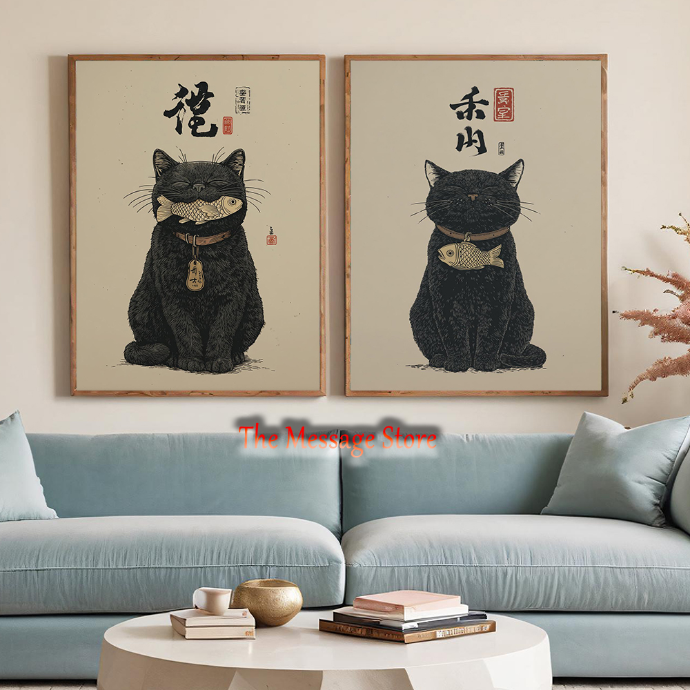 Black Lucky Cat Ukiyo-e Japane - Japanese Traditional Lifestyle review and price