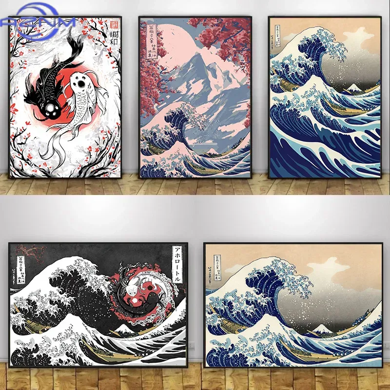 AZNM Canvas Painting Big Wavy  - Japanese Traditional Lifestyle review and price