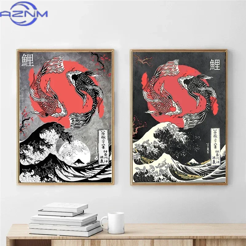AZNM Canvas Painting Big Wavy  - Japanese Traditional Lifestyle review and price