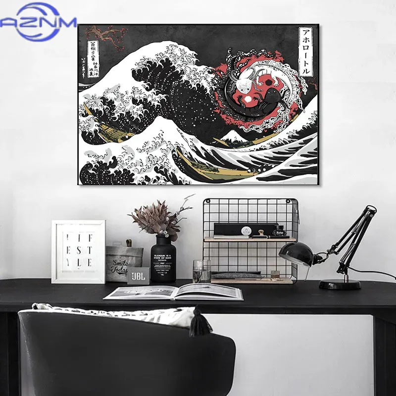 AZNM Canvas Painting Big Wavy  - Japanese Traditional Lifestyle review and price